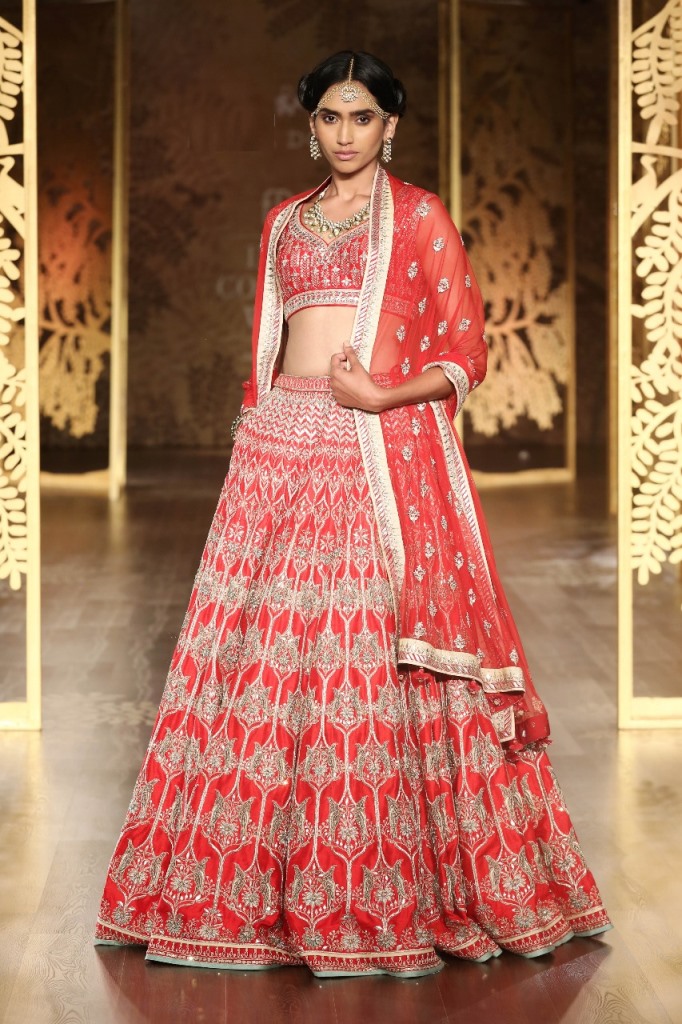 Wedding Heavy Embroidery Bridal Red Galaxy Malai Satin Designer Lahengha