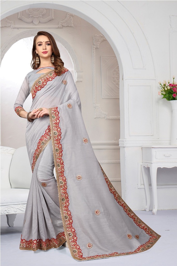 Beautified With Heavy Embroidered Lace Border And Butti Saree