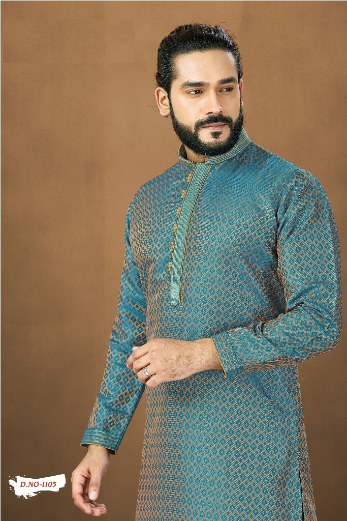 Printed Banarasi Silk Kurta Pajama