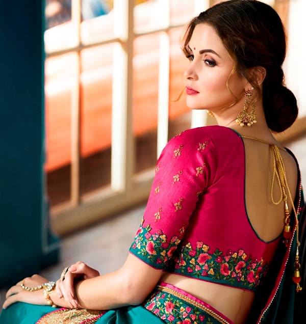 Heavy Satin Silk Saree Rama Color
