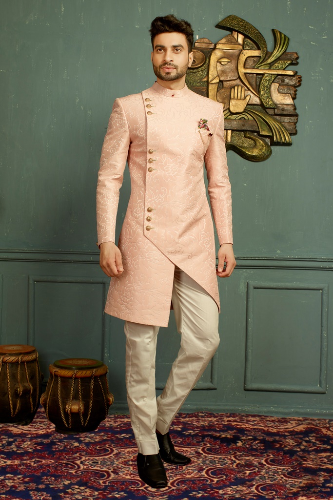Men nawabi Cotton Indo Western Pink