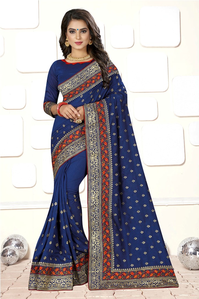 IF You Have An Eye For Different  Embroidery Styles, Than Grab This Heavy Deisgner Saree