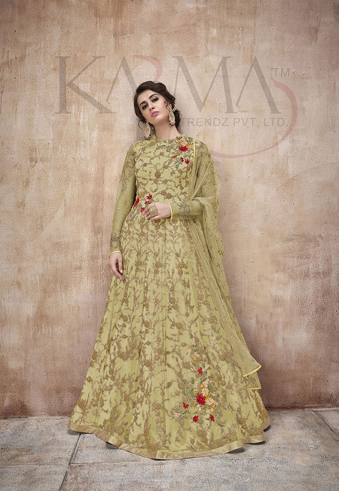 Flaunt Your Rich And Rich And Elegant Taste Wearing This Designer Heavy Floor Length Suit